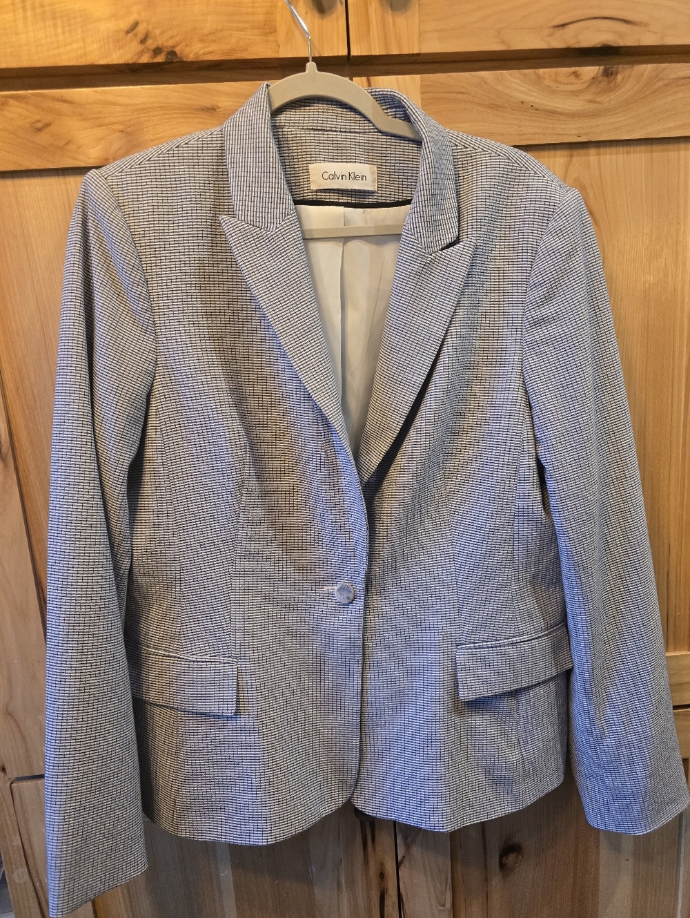 Calvin Klein Blue & White Micro-Check Blazer Size Med / large